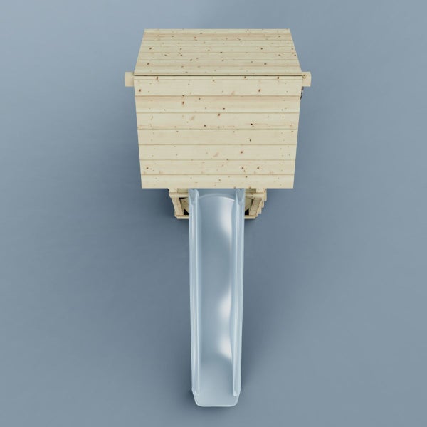 Holzspielhaus mit Rutsche