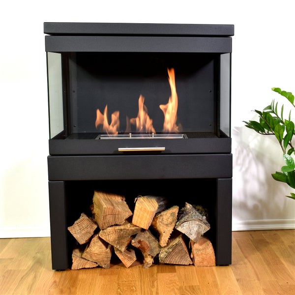 GLOW FIRE Ethanol Kamin 'Trosa' | Ethanolofen in schwarz mit 6 Std. Brenndauer und 2 KW Heizleistung | HxBxT: 81 x 60 x 40 cm