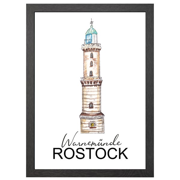 Leuchtturm Rostock Poster Im A2-Rahmen - Joyin