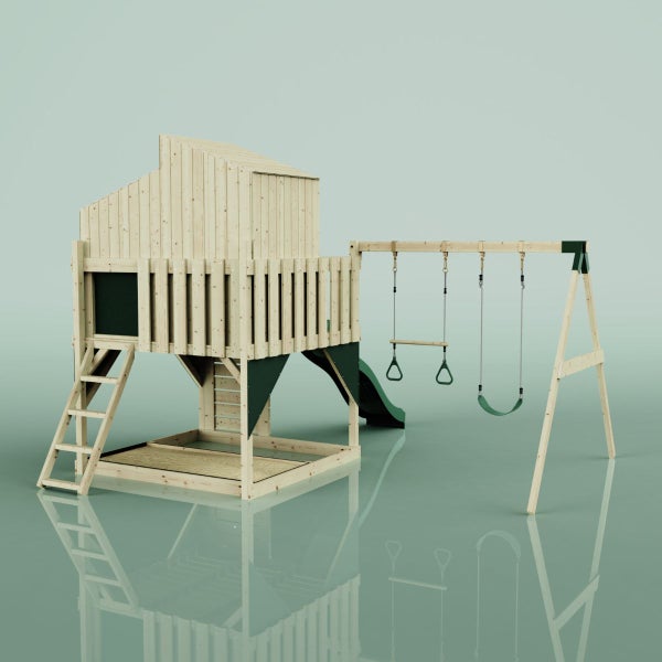 OutdoorToys Spielturm Bosse aus Holz in Grün Trapezstange