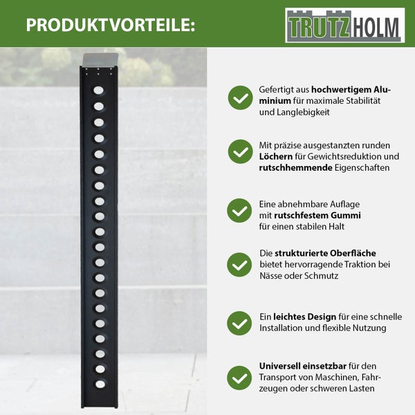 Tragarm aus Aluminium mit Löchern und Trutz-Holm-Logo