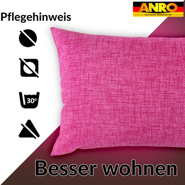 Kissenhülle Fuchsia 30x50cm mit Füllung Leinenoptik