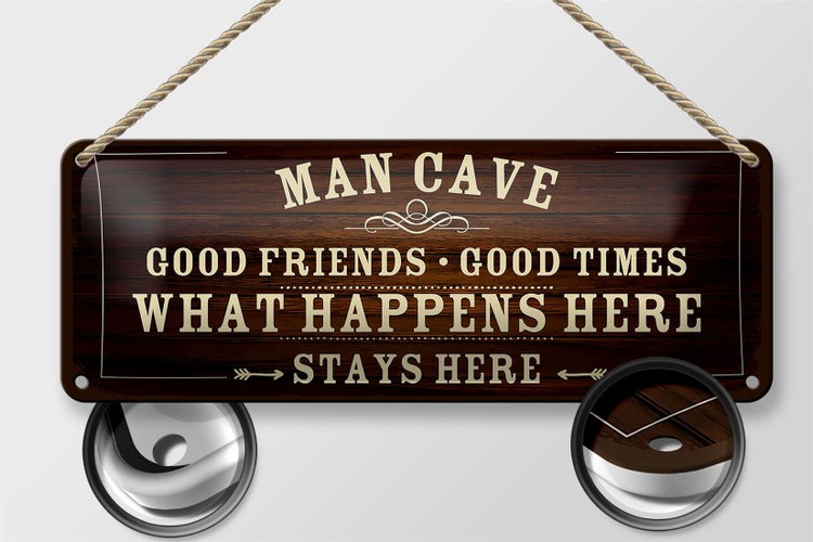Blechschild Spruch 27x10cm Man Cave Männer Höhle good times Dekoration
