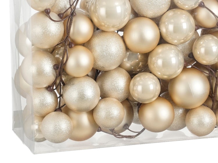 LAALU Set von 68 Stück Ornamenten: Girlande mit Champagner-Ornamenten 180 cm