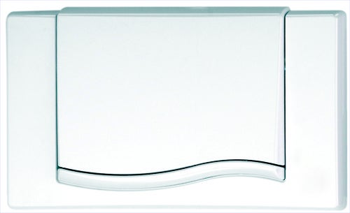 Weiße Betätigungsplatte für die WC-Spülung mit einer großen Taste in Wellenform.