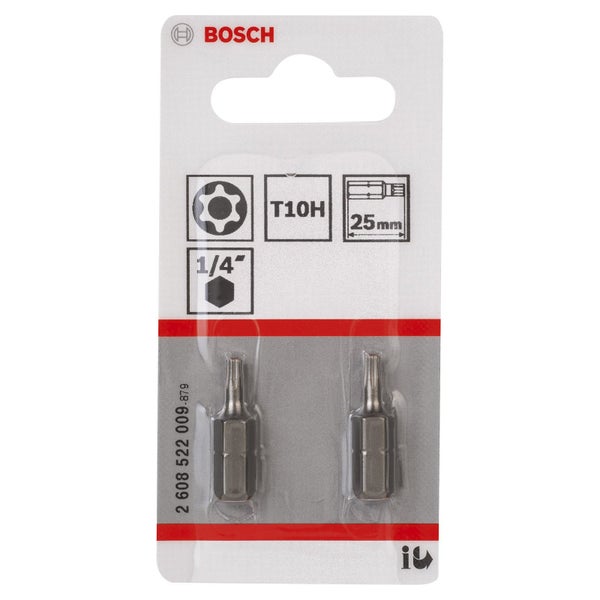 Bosch 2x Security-Torx-Schrauberbit Extra-Hart, T10H, 25 mm - 2608522009