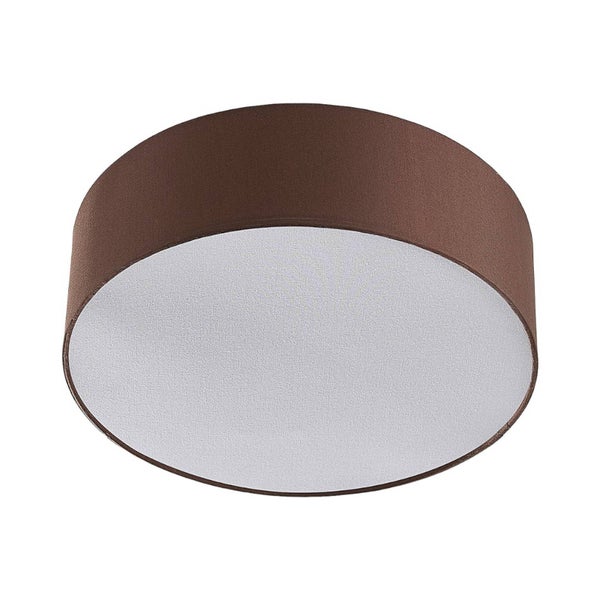 Lindby LED Textil Deckenleuchte rund 40 cm, Deckenlampe Stoff braun 3xE27 max. 60W ohne Leuchtmittel Wohnzimmerleuchte