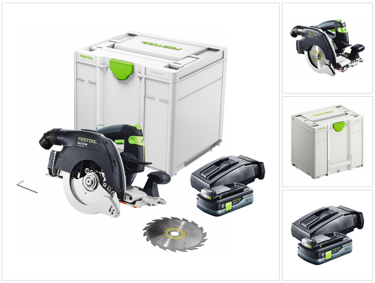 Festool HKC 55 EB-Basic Akku Handkreissäge 18 V 160 mm Brushless ( 576163 ) + 1x Akku 4,0 Ah + Ladegerät + Systainer