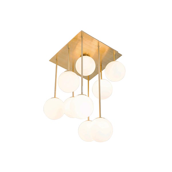 Deckenleuchte mit mehreren runden Glaskugeln und Metallstruktur