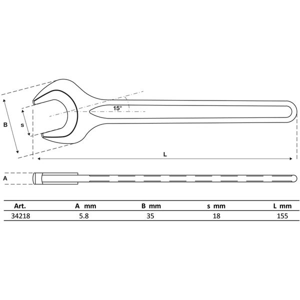 BGS Einmaulschlüssel DIN 894 SW 18 mm - 34218