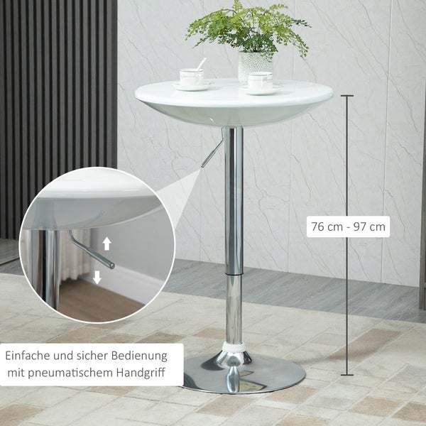 Barstehtisch mit pneumatischem Griff zur Höhenverstellung von 76 cm bis 97 cm