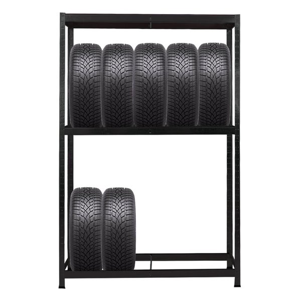 PROREGAL Mega Deal 5x Reifenregal RAGNAR HxBxT 180 x 120 x 40cm bis zu 8 Reifen auf 2 Ebenen + Ablage 265kg Fachlast Schwarz