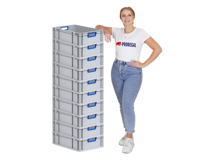 PROREGAL Eurobox Nextgen Color HxBxT 17 x 40 x 60 cm 34 Liter Griffe Blau Offen Glatter Boden Eurobehälter Transportbox