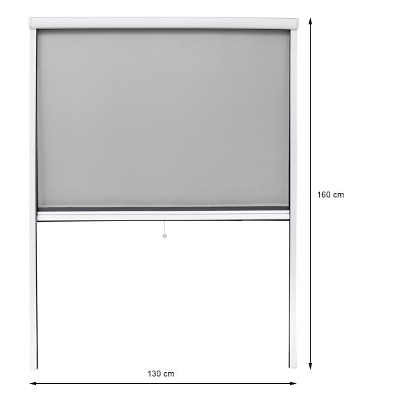ECD Germany Fliegengitter Insektenschutzrollo für Fenster - Weiß - Witterungsbeständig - 130 x 160 cm - Fiberglas Fliegengitternetz - Insektenschutz Insektenschutztür Fensterrollo Mückenschutz Schutz