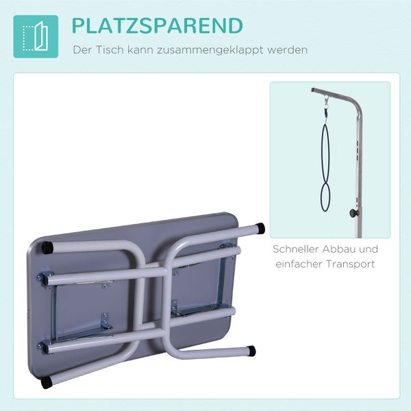 PawHut Trimmtisch klappbar Tierpflegetisch Schertisch Pflegetisch für Hunde Katzen Metall Schwarz 81 x 48,5 x 80 cm