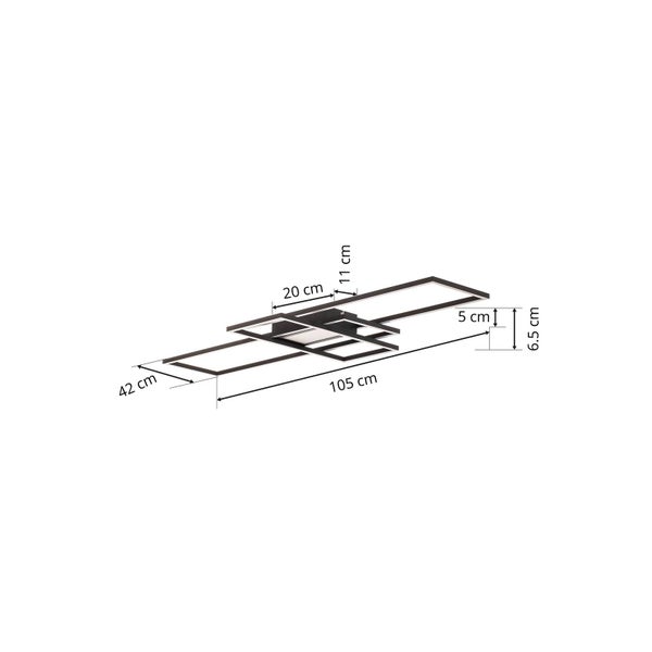 Lindby LED Deckenleuchte Ismera dimmbar mit Leselampe (Modern) in Schwarz aus Aluminium, - Lampe Deckenlampe Wohnzimmerleuchte