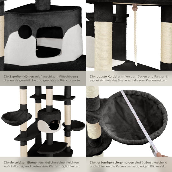 Kratzbaum tectake Fippi inklusive Spielkordel und Kippschutz 201 cm schwarz/weiß