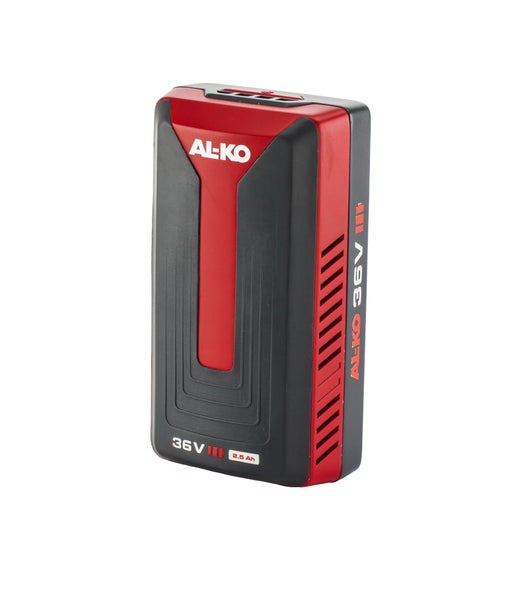 AL-KO Akku mit 36 Volt und 2,5 Amperestunden.