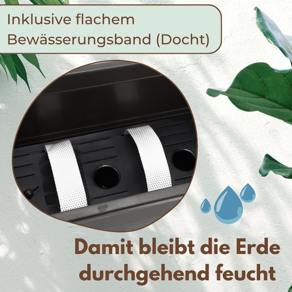 Bewässerungskasten Detailansicht mit Bewässerungsband zur Feuchtigkeitsversorgung der Erde