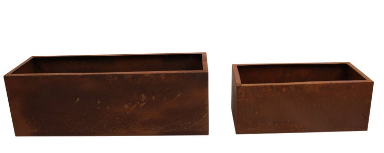 FRANK FLECHTWAREN | Pflanzer Rost, 2er Set, METALL, 40 x 19 x 16 cm, 50 x 24 x 20 cm