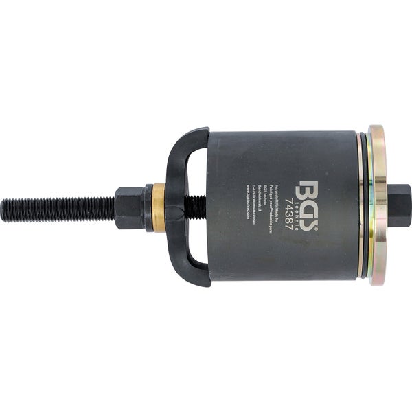 BGS Technic 74387 Silentlager Werkzeug für Hinterachsbuchsen, mechanisches Werkzeug mit Gewindespindel und Gehäuse.