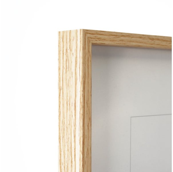 Queence Bilderrahmen | Echtholz | Holzrahmen | Acrylglas XT | Kristallklar | Bruchsicher | Minimalistisch | Design (40x50 cm, Natur, Hellbraun, Beige)