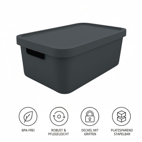 Aufbewahrungsbox mit Deckel, BPA-frei, robust, pflegeleicht und stapelbar