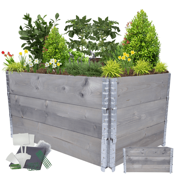 Hochbeetkisten GrowBox HxBxT 60x120x80 cm 3 Ebenen Holz Grau