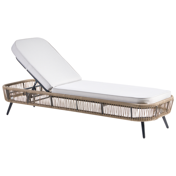 Gartenliege mit Polsterauflage und Geflecht