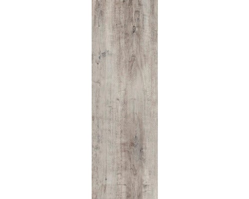 Bodenbelag in Eichenoptik, grau, mit strukturierter Holzmaserung, einzelne Planke.