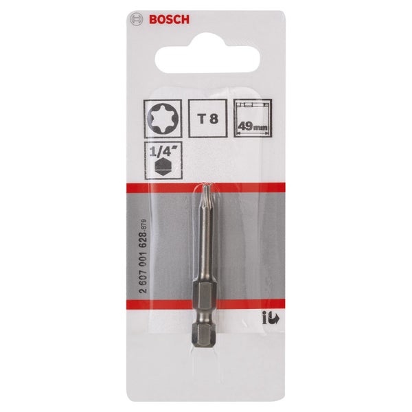 Bosch Logo. Schrauberbit Torx T 8, circa 49 Millimeter lang
