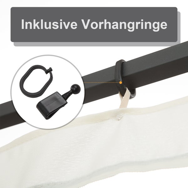Outsunny Moskitonetz für 3x4 m Pavillon, 4 Seitenteile Fliegennetz mit Haken, 352L x 207H cm, Nylon-Mesh, Schwarz