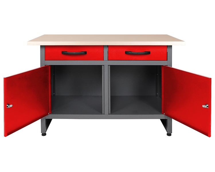 Ondis24 Werkstatt Set Ecklösung Basic One 85 cm rot, Werkstatteinrichtung, Werkbank