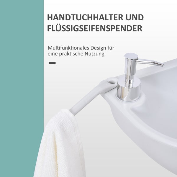 Outsunny Camping Waschbecken, Handwaschbecken mit 17L Wassertank, 51L x 33,5B x 103H cm, HDPE, Grau