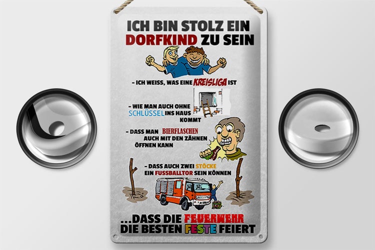 Blechschild Spruch 20x30cm Stolz Dorfkind zu sein