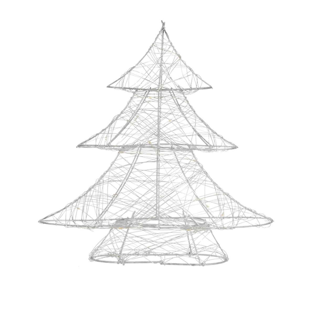 ECD Germany LED Deko Baum Weihnachten mit 20 warmweißen LEDs, 30 cm hoch, aus Metall, Silber, Weihnachtsbaum mit Beleuchtung &amp; Timer, Innen, batteriebetrieben, Lichterbaum Tanne stehend Weihnachtsdeko