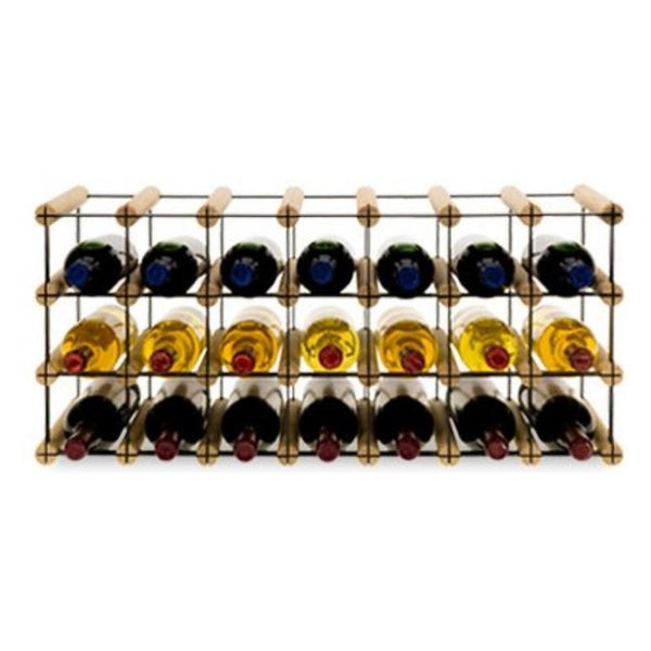 PROREGAL Modulares Weinregal Vinotega Mod Metal HxBxT 32,5 x 72,5 x 24,5 cm 7 x 3 Flaschen Massives Kiefernholz Natur