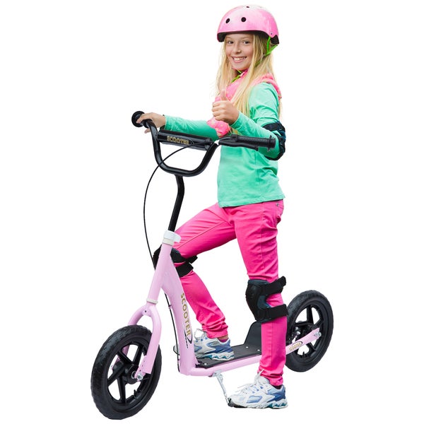 HOMCOM Kinderroller, L120 x B52 x H80-88 cm, Stahl, PVA, EVA, Rosa