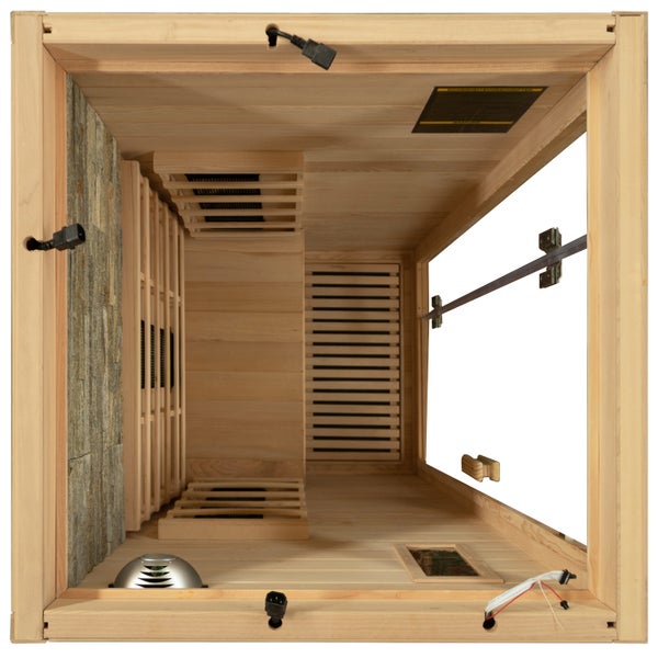 Dewello® Infrarotkabine Infrarotsauna MILTON 90cm x 90cm inkl. 4 Vollspektrumstrahler, Karbonstrahler, 1 Person, LED