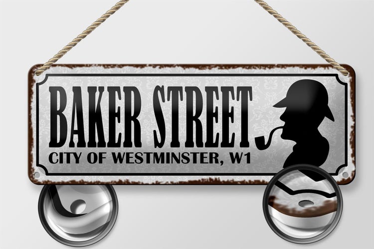 Blechschild Spruch 27x10cm Baker streeet city Westminster Dekoration