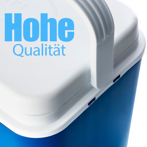 Kühlbox 24 Liter blau/weiß inkl. 6 Kühlakkus - Bis zu 14 Std. Kühlung - Kühltasche für unterwegs - Outdoor Thermobox für Picknick & Camping - Made in Europe