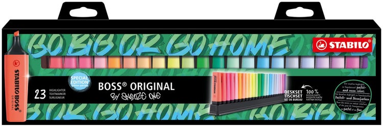 STABILO Textmarker BOSS ORIGINAL Snooze One Edition  9 Leuchtfarben, 14 Pastellfarben, 23er Tischset