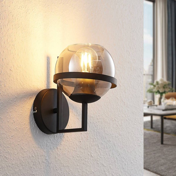 Lindby Wandleuchte, Wandlampe Innen Marinka (Modern) in Schwarz aus Metall (1 flammig E27) - Wandstrahler Wandbeleuchtung Schlafzimmer / Wohnzimmer Wohnzimmerleuchte