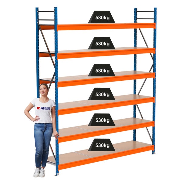 Regal mit fünf Ebenen, Belastbarkeit 530 Kilogramm pro Ebene