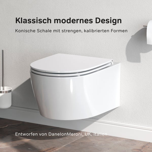 AM.PM Wand-WC  Tiefspüler ohne Spülrand weiß glänzend mit WC-Sitz CXB1700SC X- Joy S