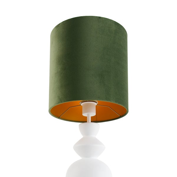 Tischleuchte mit Lampenschirm aus Samt und einem Lampenfuss