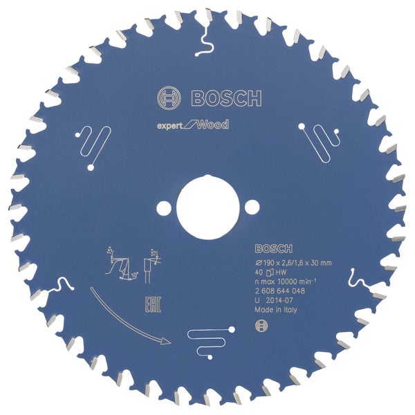 Bosch Kreissägeblatt Expert for Wood für Handkreissägen 190 x 30 x 2,6 mm 40 - 2608644048