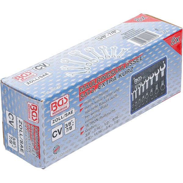 Maulringschlüssel Satz, extra kurz, von BGS technic im Koffer