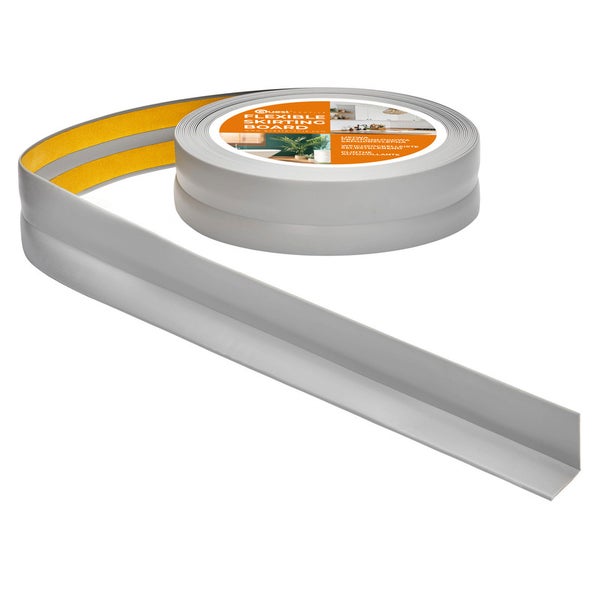 Quest Weichsockelleiste Selbstklebend 30 x 30 mm, PVC, Flexibel, Grau, 25 Meter