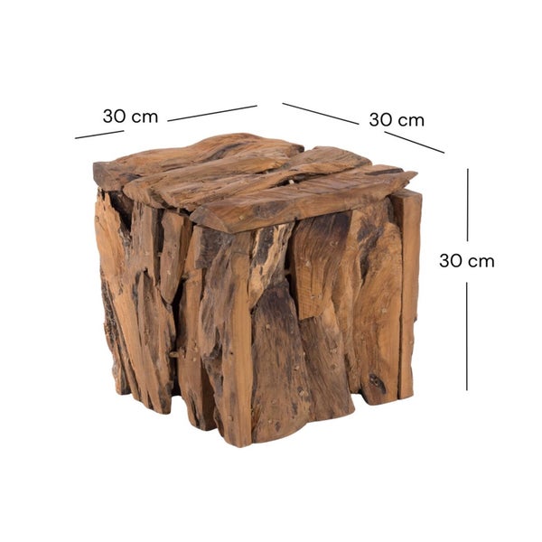 Hocker SITZBOX TEAK 30 30x30x30 cm, Recyclingholz naturfarben
